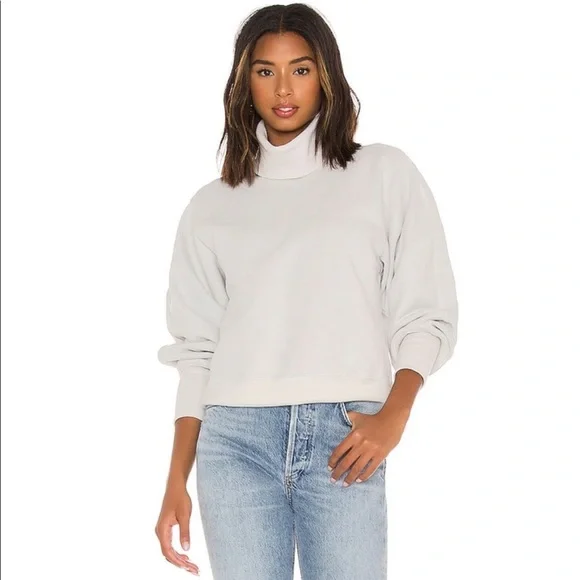 ⭐️ NWT Agolde Extended Rib Turtleneck Sweatshirt, 100% Cotton Balloon Sleeve Top - Picture 3 of 6